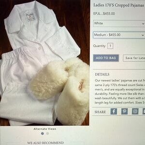 BEN SILVER CHARLESTON Ladies 170’S Cropped Pajamas Size Medium NWOT